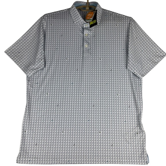 Puma Other - Puma Golf Polo Shirt Mens Large (L) Blue White Dog Print UPF 40 NWT